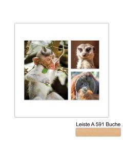 Galerierahmen Design 4225, 30x30, 1 Ausschnitt 15x20, 2 Ausschnitte 10x10 buche-natur