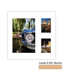 Galerierahmen Design 4228, 40x40, 1 Ausschnitt 20x30, 2 Ausschnitte 9x13 buche-natur