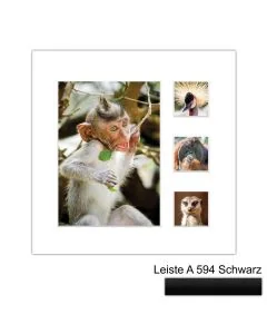 Galerierahmen Design 4224, 24x24, 1 Ausschnitt 13x18, 3 Ausschnitte 5x5 mattschwarz