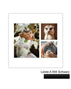 Galerierahmen Design 4225, 30x30, 1 Ausschnitt 15x20, 2 Ausschnitte 10x10 mattschwarz