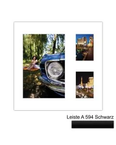 Galerierahmen Design 4228, 40x40, 1 Ausschnitt 20x30, 2 Ausschnitte 9x13 mattschwarz