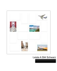 Galerierahmen Design 4245, 60x60, 16 Ausschnitte 10x15 mattschwarz