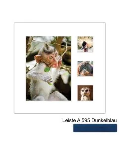 Galerierahmen Design 4224, 24x24, 1 Ausschnitt 13x18, 3 Ausschnitte 5x5 dunkelblau