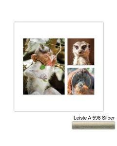 Galerierahmen Design 4225, 30x30, 1 Ausschnitt 15x20, 2 Ausschnitte 10x10 altsilber