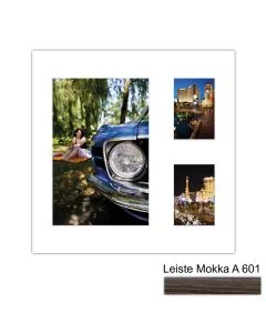 Galerierahmen Design 4228, 40x40, 1 Ausschnitt 20x30, 2 Ausschnitte 9x13 mokka