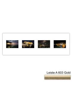 Galerierahmen Design 4214, 25x77, 4 Ausschnitte 10x15 altgold
