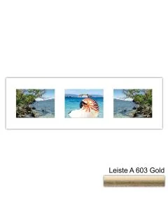 Galerierahmen Design 4221, 25x77, 3 Ausschnitte 15x20 altgold