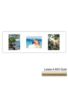 Galerierahmen Design 4253, 25x77, 3 Ausschnitte 15x20 altgold