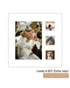 Galerierahmen Design 4224, 24x24, 1 Ausschnitt 13x18, 3 Ausschnitte 5x5 braun-eiche-natur