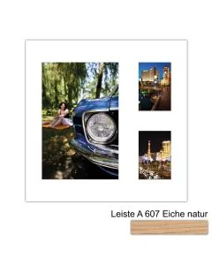 Galerierahmen Design 4228, 40x40, 1 Ausschnitt 20x30, 2 Ausschnitte 9x13 braun-eiche-natur