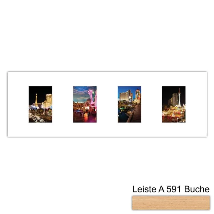 Galerierahmen Design 4202, 25x77, 4 Ausschnitte 10x15 buche-natur