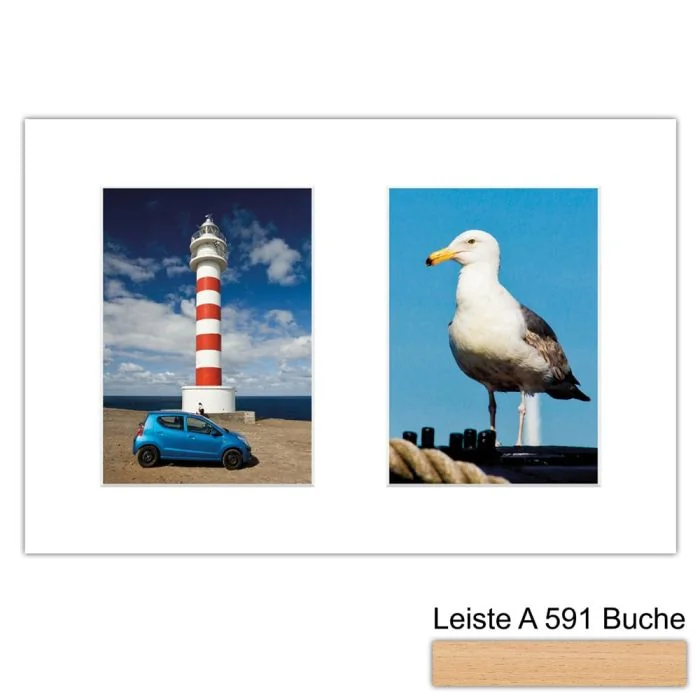 Galerierahmen Design 4204, 25x37,5, 2 Ausschnitte 13x18 buche-natur