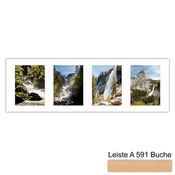 Galerierahmen Design 4210, 25x77, 4 Ausschnitte 15x20 buche-natur