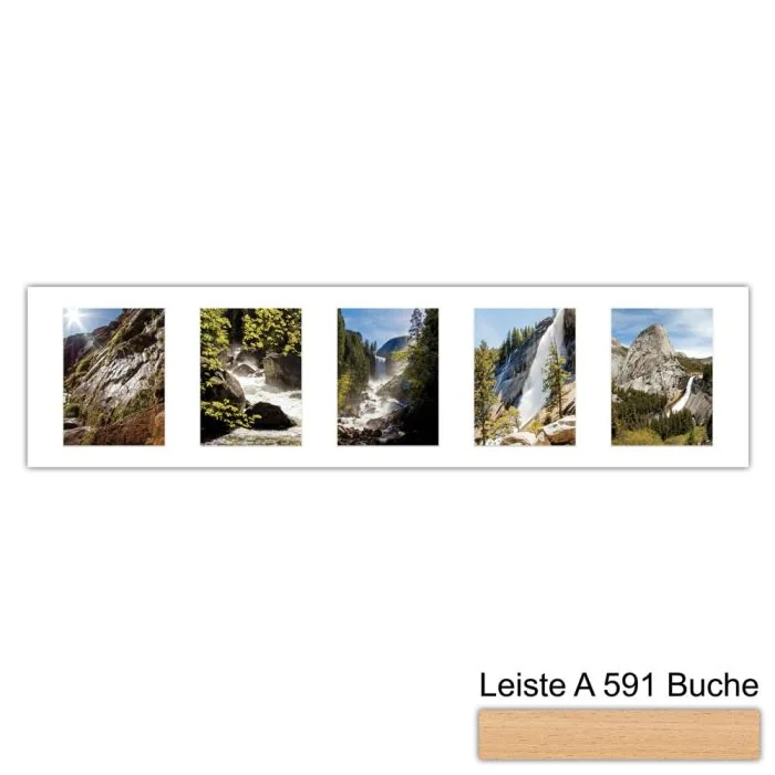 Galerierahmen Design 4211, 25x100, 5 Ausschnitte 15x20 buche-natur