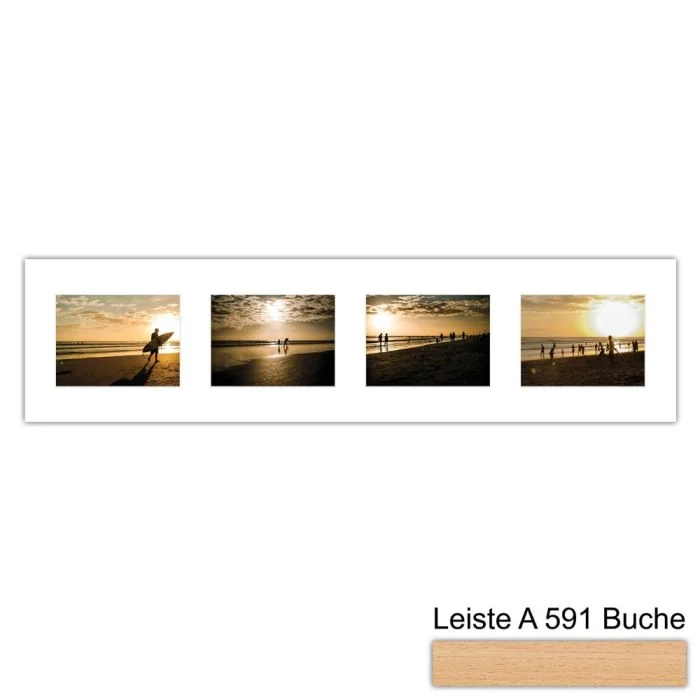 Galerierahmen Design 4222, 25x100, 4 Ausschnitte 15x20 buche-natur