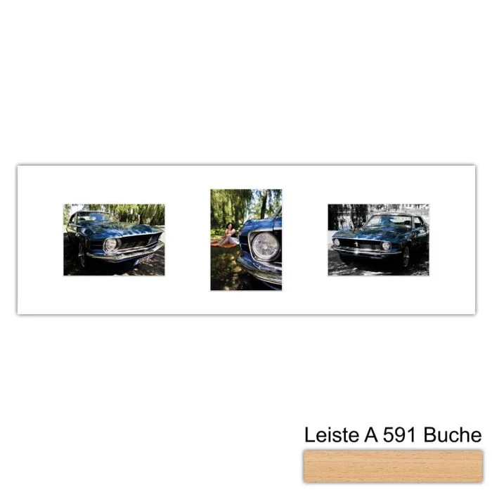 Galerierahmen Design 4249, 25x77, 3 Ausschnitte 13x18 buche-natur