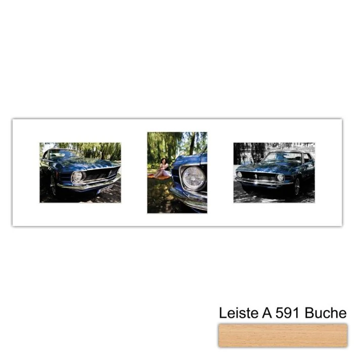 Galerierahmen Design 4250, 25x77, 3 Ausschnitte 15x20 buche-natur