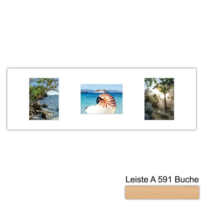 Galerierahmen Design 4252, 25x77, 3 Ausschnitte 13x18 buche-natur
