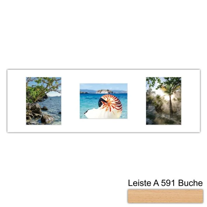 Galerierahmen Design 4253, 25x77, 3 Ausschnitte 15x20 buche-natur