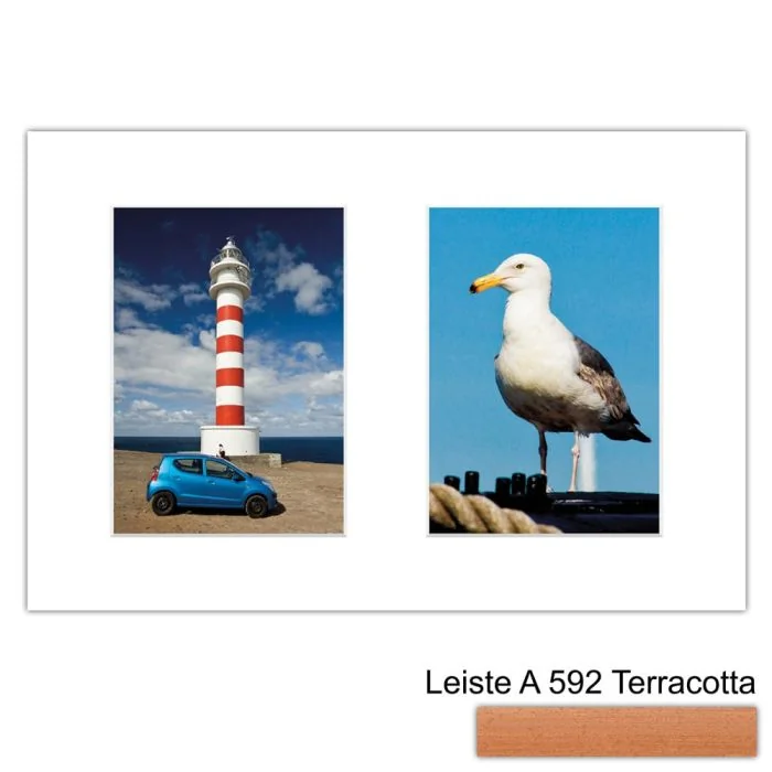 Galerierahmen Design 4204, 25x37,5, 2 Ausschnitte 13x18 terracotta