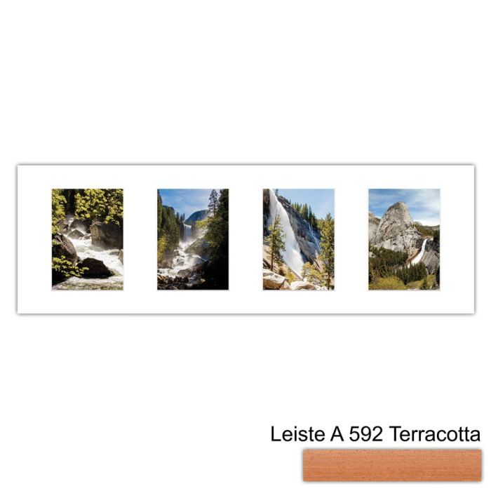 Galerierahmen Design 4206, 25x77, 4 Ausschnitte 13x18 terracotta