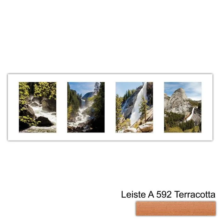 Galerierahmen Design 4210, 25x77, 4 Ausschnitte 15x20 terracotta