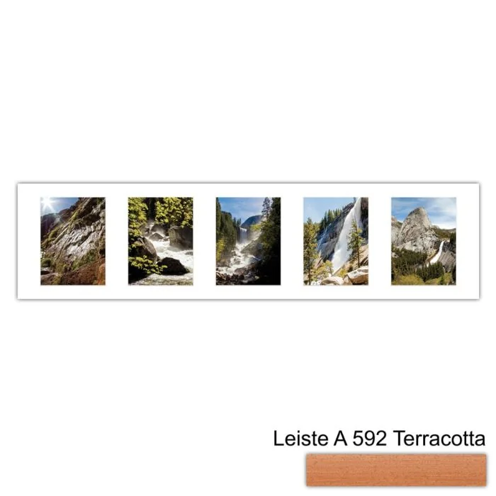 Galerierahmen Design 4211, 25x100, 5 Ausschnitte 15x20 terracotta