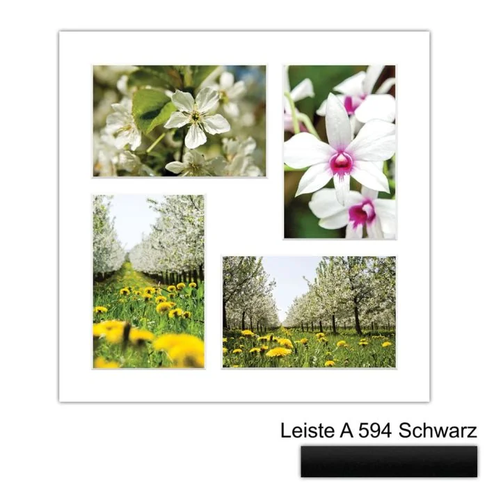 Galerierahmen Design 4226, 30x30, 4 Ausschnitte 10x15 mattschwarz