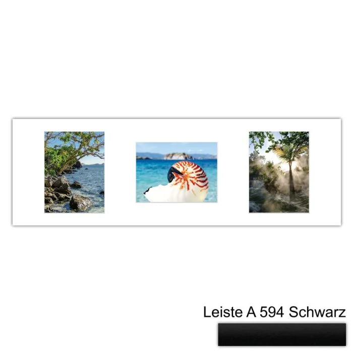 Galerierahmen Design 4253, 25x77, 3 Ausschnitte 15x20 mattschwarz