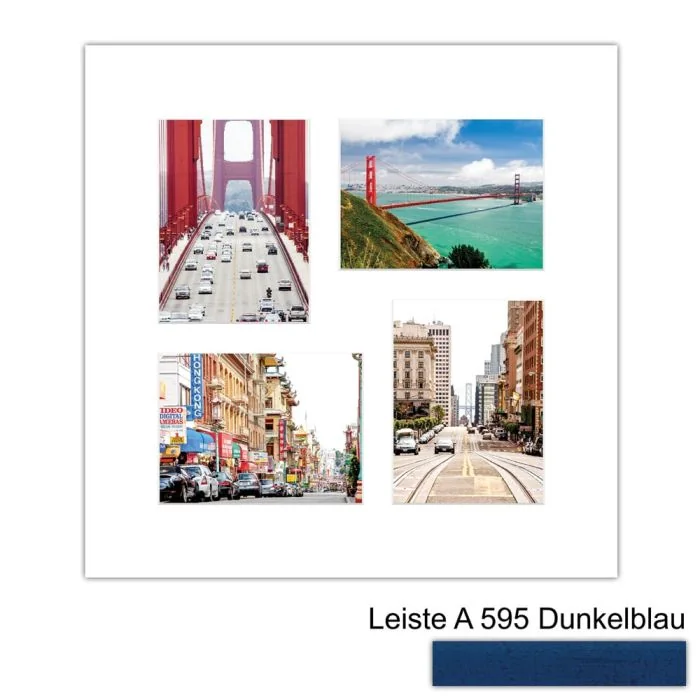 Galerierahmen Design 4235, 50x50, 4 Ausschnitte 15x20 dunkelblau