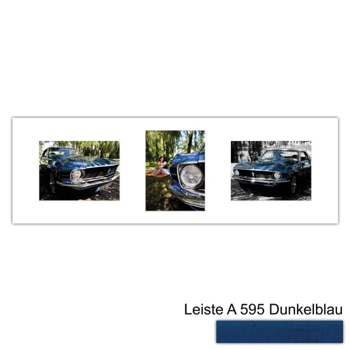 Galerierahmen Design 4250, 25x77, 3 Ausschnitte 15x20 dunkelblau