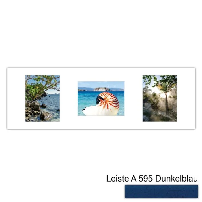 Galerierahmen Design 4253, 25x77, 3 Ausschnitte 15x20 dunkelblau