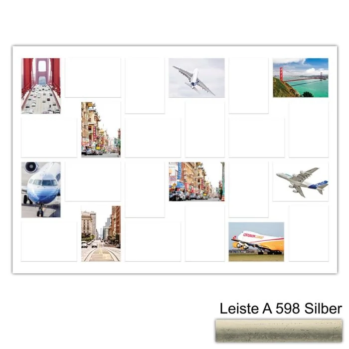 Galerierahmen Design 4246, 70x100, 24 Ausschnitte 13x18 altsilber