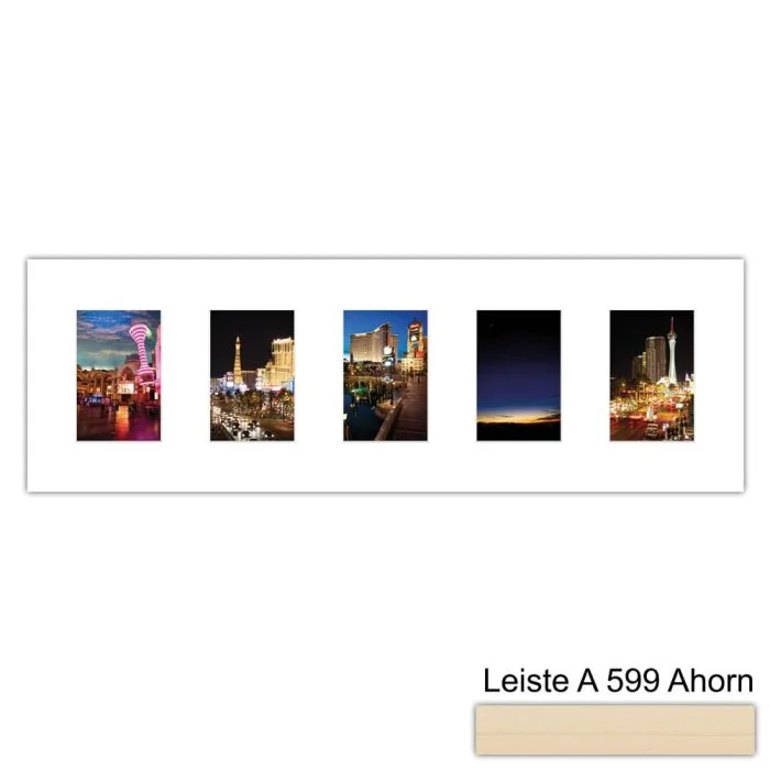 Galerierahmen Design 4203, 25x77, 5 Ausschnitte 10x15 ahorn-natur