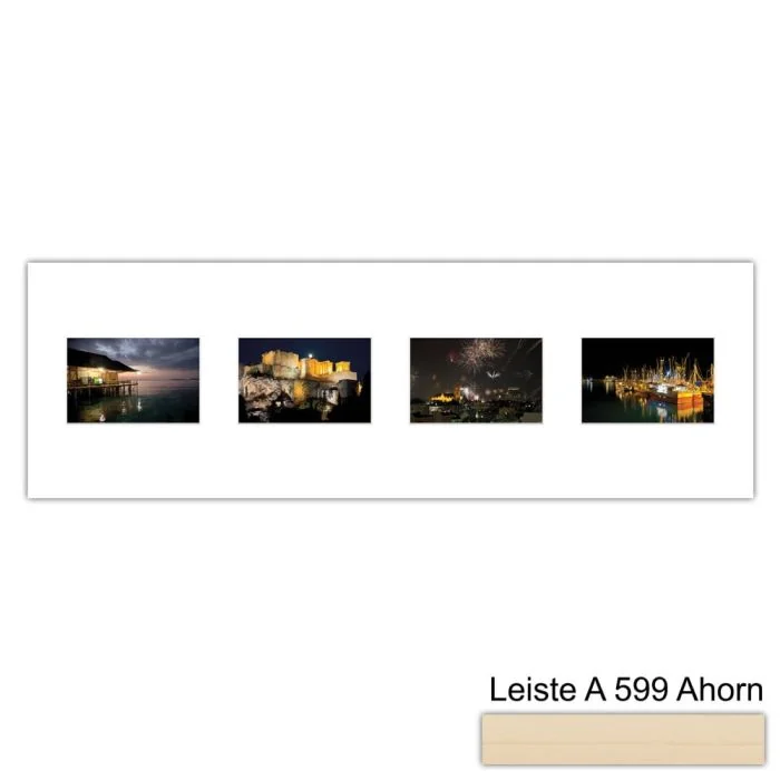 Galerierahmen Design 4214, 25x77, 4 Ausschnitte 10x15 ahorn-natur