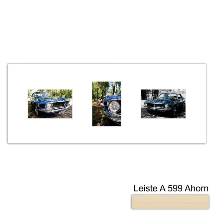 Galerierahmen Design 4248, 25x62,5, 3 Ausschnitte 10x15 ahorn-natur