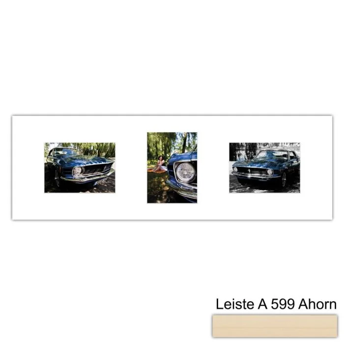 Galerierahmen Design 4249, 25x77, 3 Ausschnitte 13x18 ahorn-natur