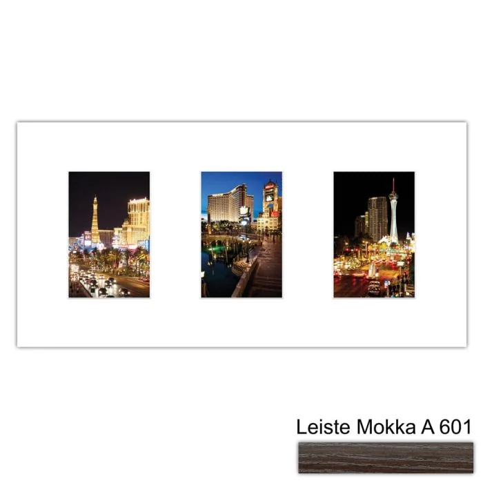 Galerierahmen Design 4201, 25x50, 3 Ausschnitte 10x15 mokka