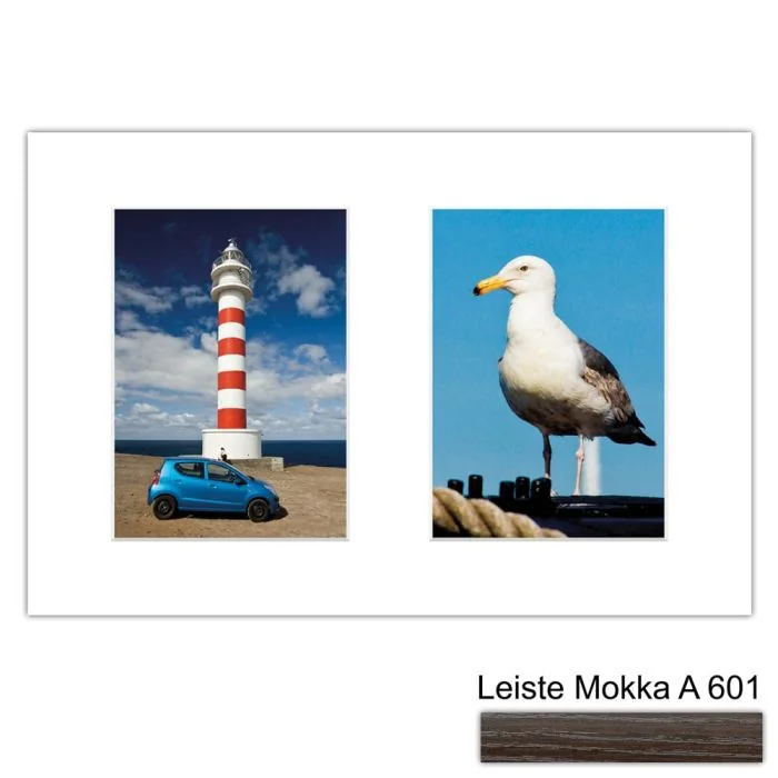 Galerierahmen Design 4204, 25x37,5, 2 Ausschnitte 13x18 mokka