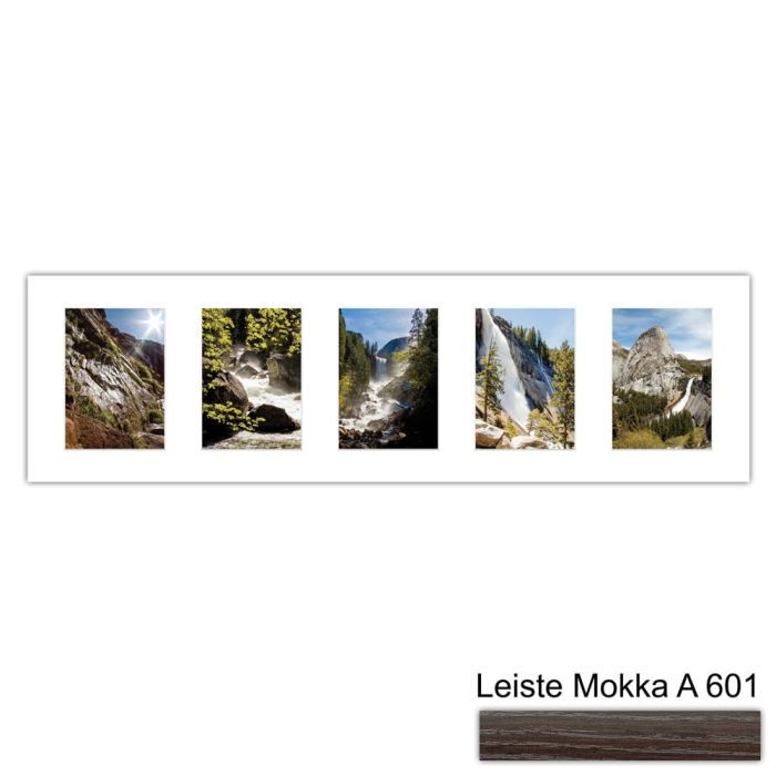 Galerierahmen Design 4207, 25x87,5, 5 Ausschnitte 13x18 mokka