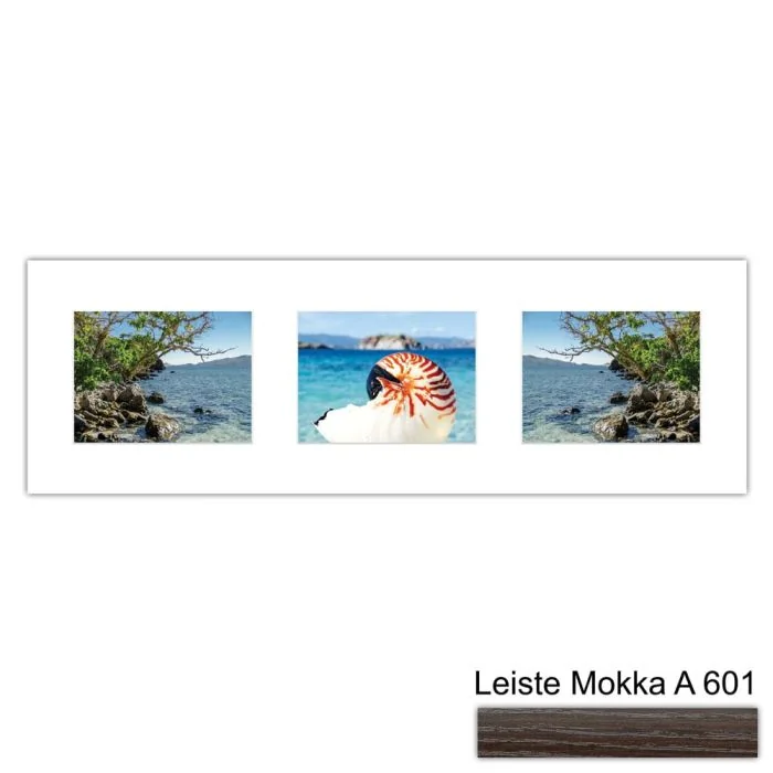 Galerierahmen Design 4221, 25x77, 3 Ausschnitte 15x20 mokka