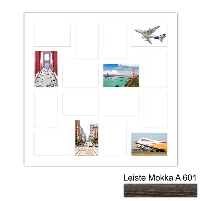 Galerierahmen Design 4245, 60x60, 16 Ausschnitte 10x15 mokka