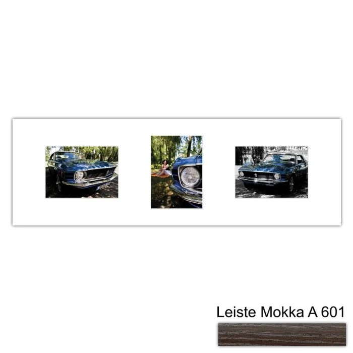 Galerierahmen Design 4249, 25x77, 3 Ausschnitte 13x18 mokka