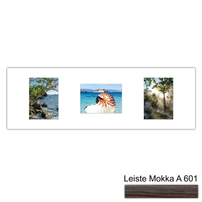 Galerierahmen Design 4252, 25x77, 3 Ausschnitte 13x18 mokka