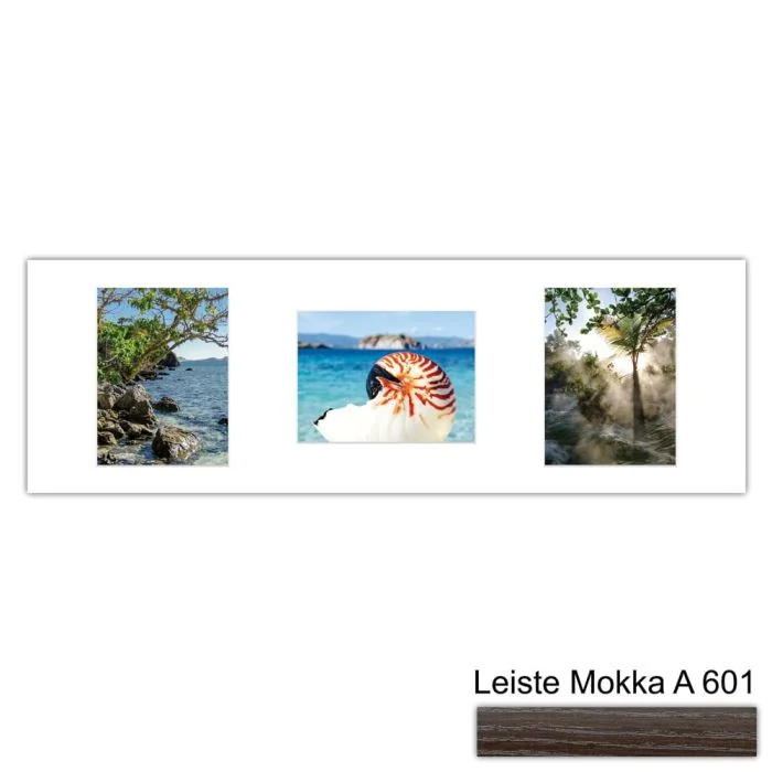 Galerierahmen Design 4253, 25x77, 3 Ausschnitte 15x20 mokka