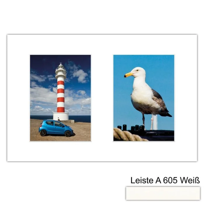 Galerierahmen Design 4204, 25x37,5, 2 Ausschnitte 13x18 schneeweiss