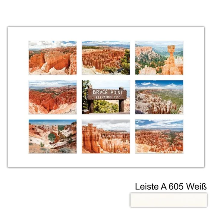 Galerierahmen Design 4238, 50x70, 9 Ausschnitte 13x18 schneeweiss