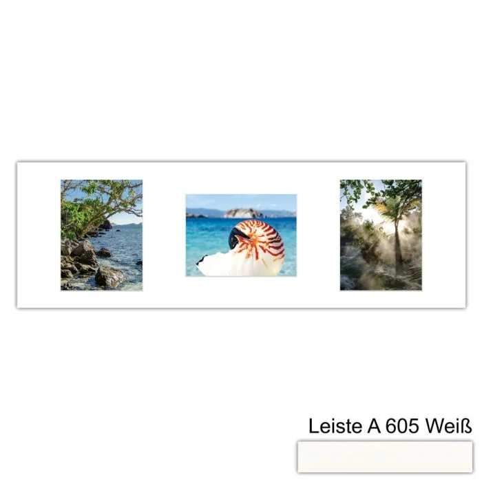 Galerierahmen Design 4253, 25x77, 3 Ausschnitte 15x20 schneeweiss