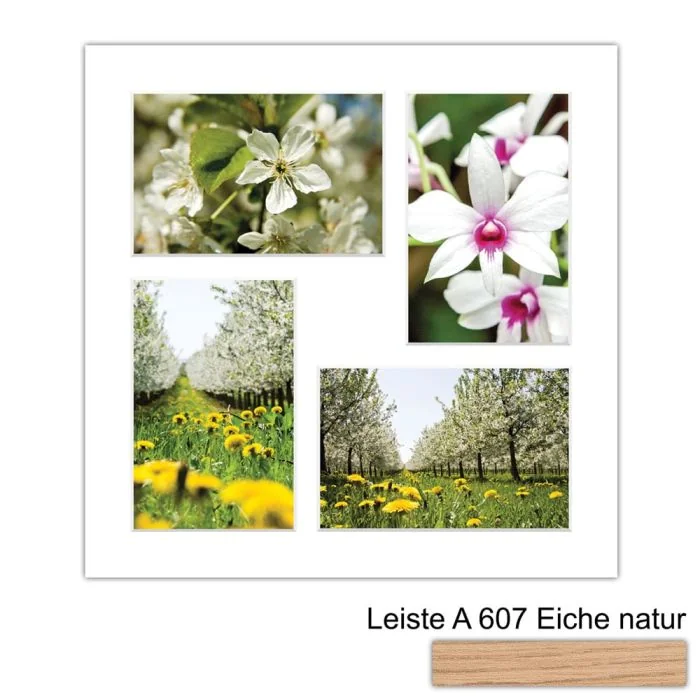 Galerierahmen Design 4226, 30x30, 4 Ausschnitte 10x15 braun-eiche-natur