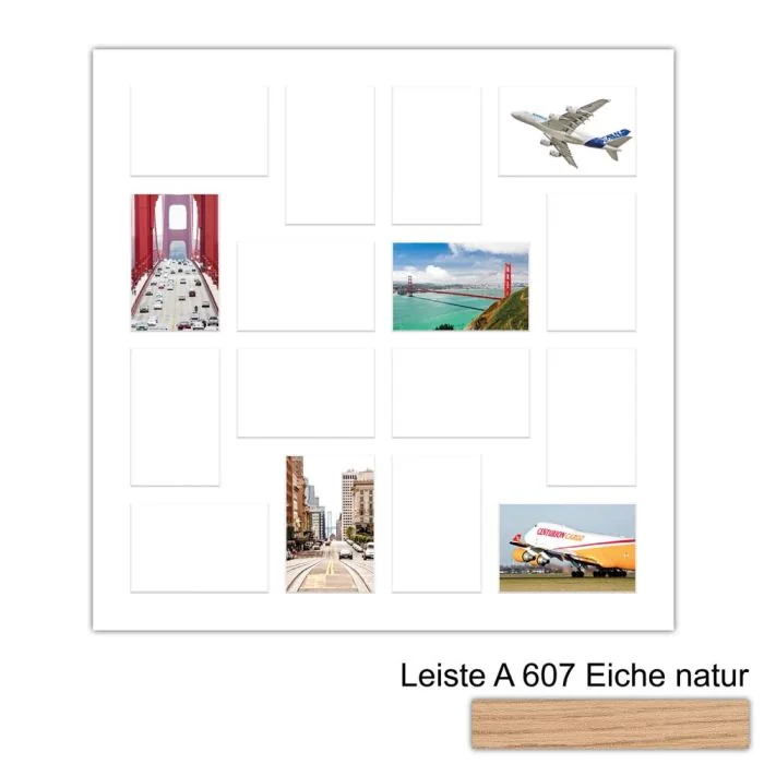 Galerierahmen Design 4245, 60x60, 16 Ausschnitte 10x15 braun-eiche-natur